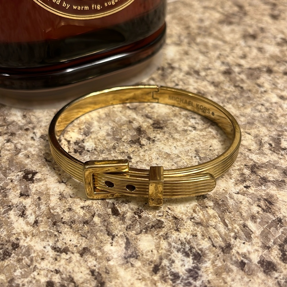 Michael Kors Gold Belt Buckle Bangle Bracelet
